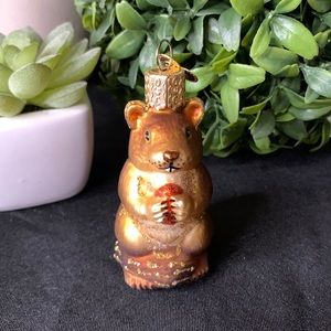 Beautiful Old World Christmas mouth blown glass CHIPMUNK Christmas ornament